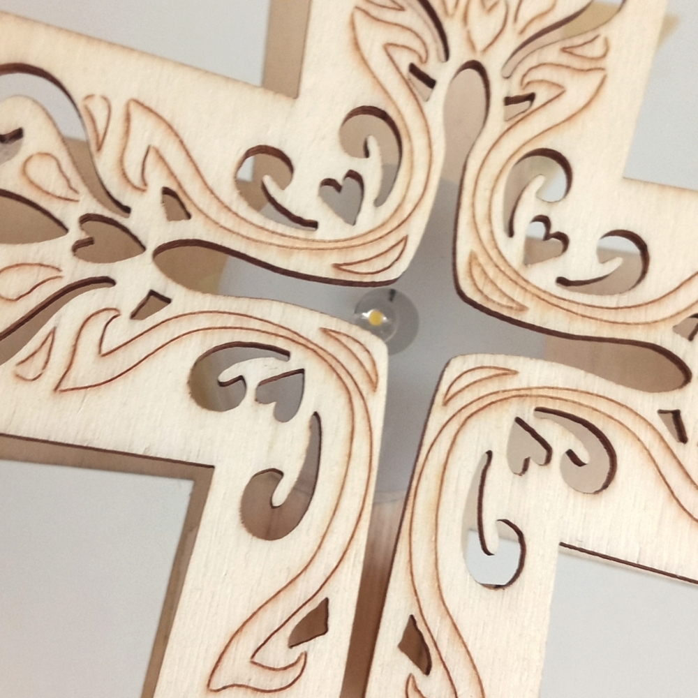 Wooden Decorative Cross With Led Light Perfect for Crafts and Family Fun! - Picture 5 of 7